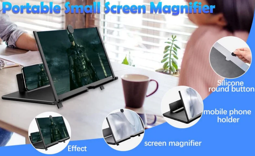10" Screen Magnifier-3D HD Magnifying Projector Screen Enlarger for Movies, Videos and Gaming – Foldable Phone Stand Holder with Screen Amplifier–Compatible with All Smartphones @ Rs. 499/-