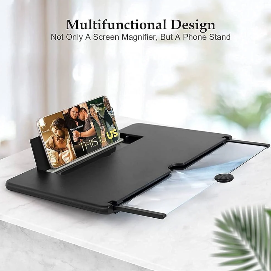 10" Screen Magnifier-3D HD Magnifying Projector Screen Enlarger for Movies, Videos and Gaming – Foldable Phone Stand Holder with Screen Amplifier–Compatible with All Smartphones @ Rs. 499/-
